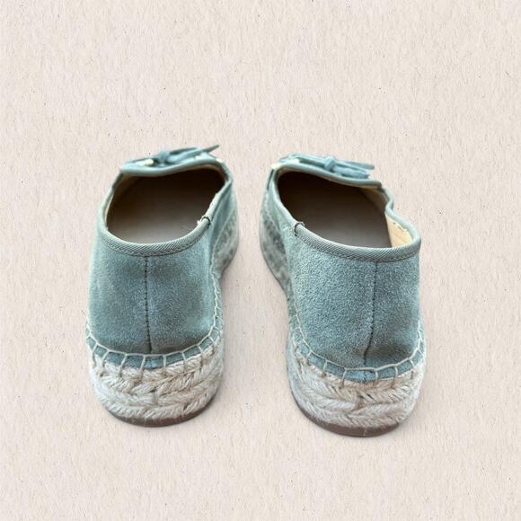 Talbots Sage Green Suede Espadrille Loafers Bow Size 8 Coastal‎ Preppy Chic - Picture 4 of 8